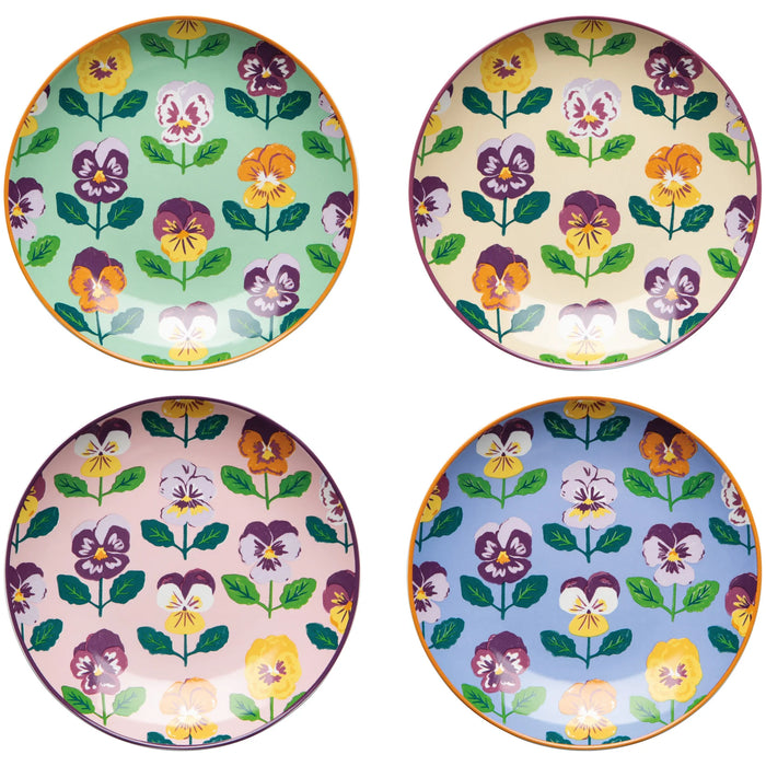 Danica Jubilee Appetizer Plate Set Of 4 Pansy Assorted - Bear Country Kitchen