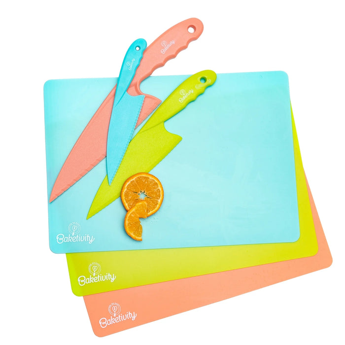 Baketivity 6 Piece Kids Cutting Board and Knife Set - Bear Country Kitchen
