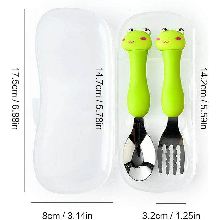 Stylex Children Flatware Set Of 2 Green Frog - Bear Country Kitchen