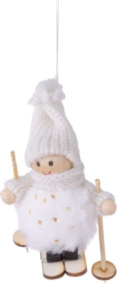 Silver Tree Ornament Child On Wood Skies - Bear Country Kitchen