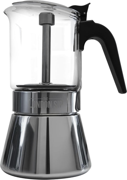 The London Sip Stainless Steel Espresso Maker - Glass Carafe 6 Cup - Bear Country Kitchen
