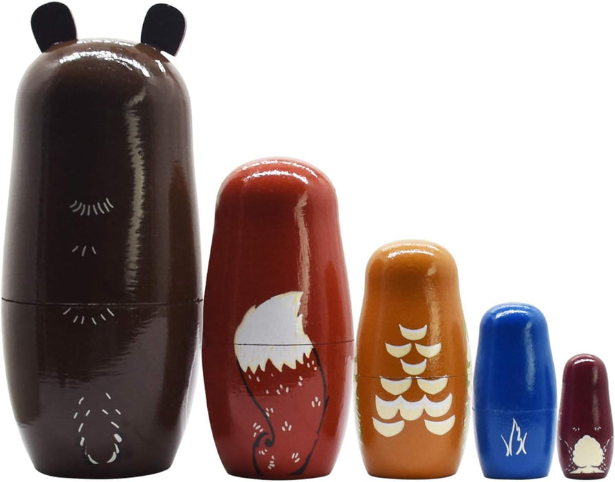 Silver Tree Set of 5 Nesting Animal Dolls