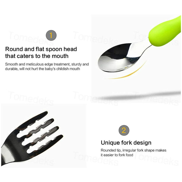 Stylex Children Flatware Set Of 2 Green Frog - Bear Country Kitchen