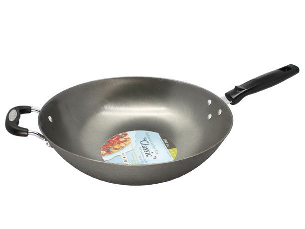 EMF Traditional Flat Bottom Cast Iron Wok 34CM - Bear Country Kitchen