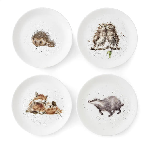 Wrendale Coupe Plate 8"  Set of 4 Badger, Hedgehog, Fox, Owl - Bear Country Kitchen