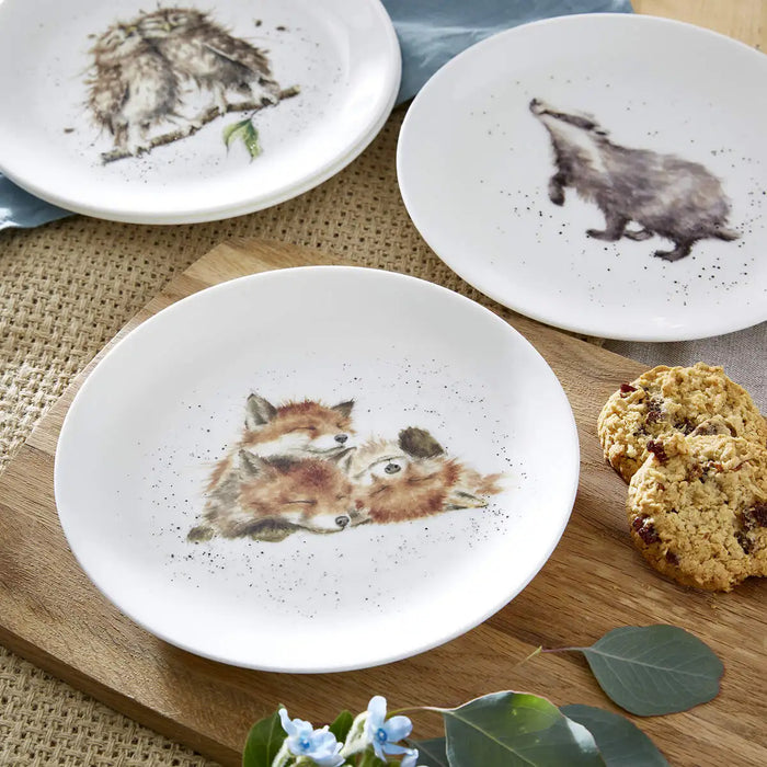 Wrendale Coupe Plate 8"  Set of 4 Badger, Hedgehog, Fox, Owl - Bear Country Kitchen