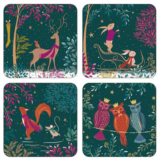 Sara Miller Coaster Set Of 4 Woodland Tales - Bear Country Kitchen