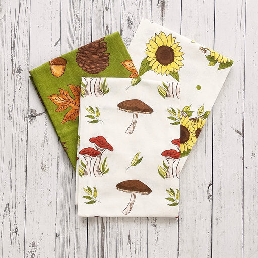 Mahogany Printed Floursack Kitchen Towels Set Of 3 Autumn Stories - Bear Country Kitchen