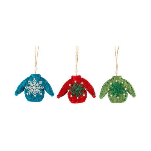 Silver Tree Embroidered Felt Sweater Ornament - Bear Country Kitchen