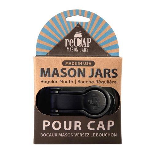Recap Mason Jars Pour Cap - Regular Mouth Black - Bear Country Kitchen