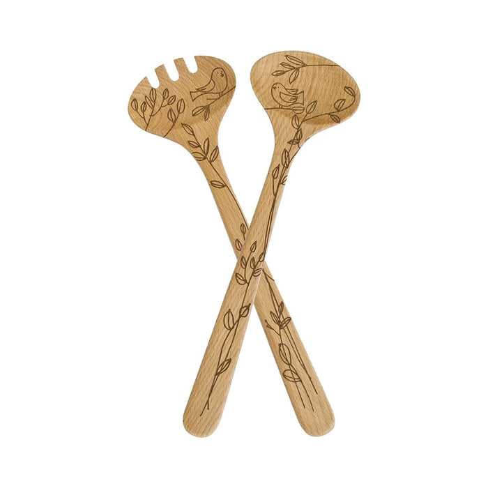 Talisman Designs Nature Etched Salad Server Set - Bear Country Kitchen