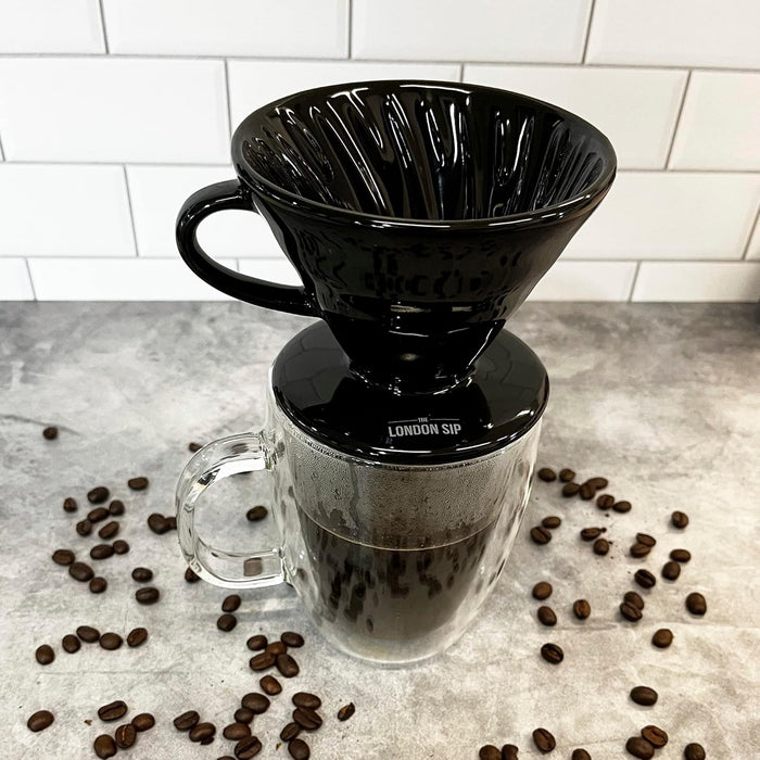 The London Sip Ceramic Coffee Dripper, 1-4 Cup, Black - Bear Country Kitchen