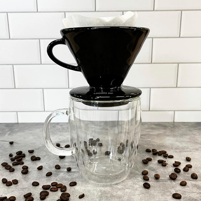 The London Sip Ceramic Coffee Dripper, 1-4 Cup, Black - Bear Country Kitchen