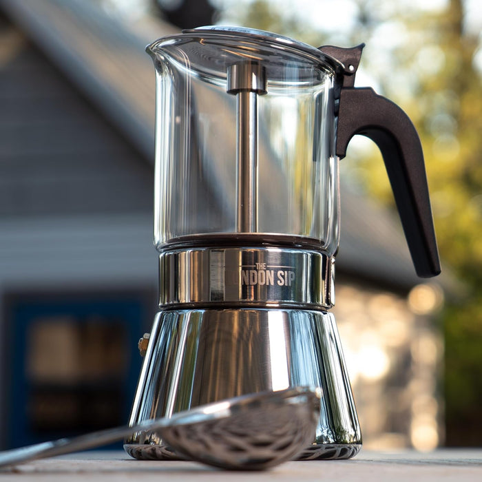 The London Sip Stainless Steel Espresso Maker - Glass Carafe 6 Cup - Bear Country Kitchen