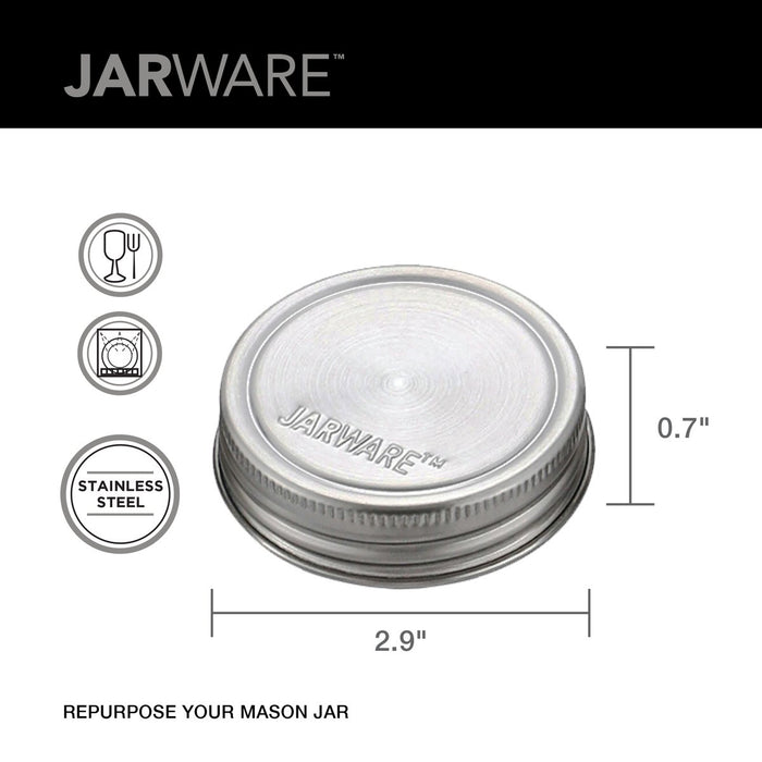 Jarware Set of 8 Stainless Steel Jar Lids Regular Mouth - Bear Country Kitchen