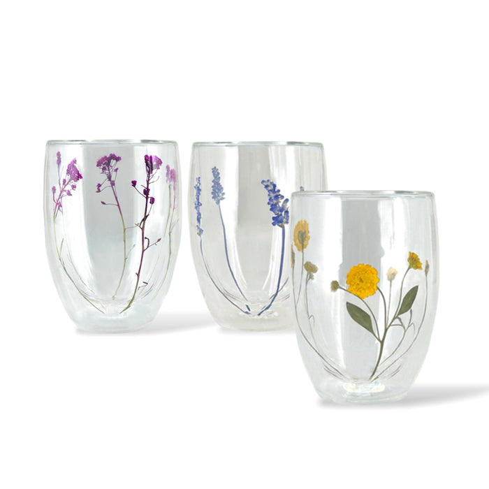 Danesco Double Walled Glass Yellow Flower - Bear Country Kitchen
