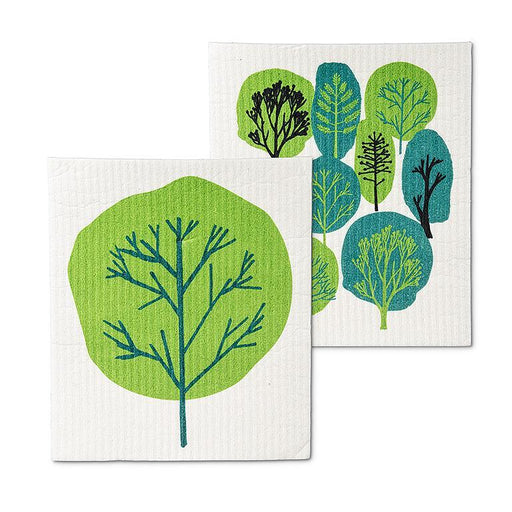 Abbott Set Of 2 Swedish Dishcloths Allover Green Trees - Bear Country Kitchen