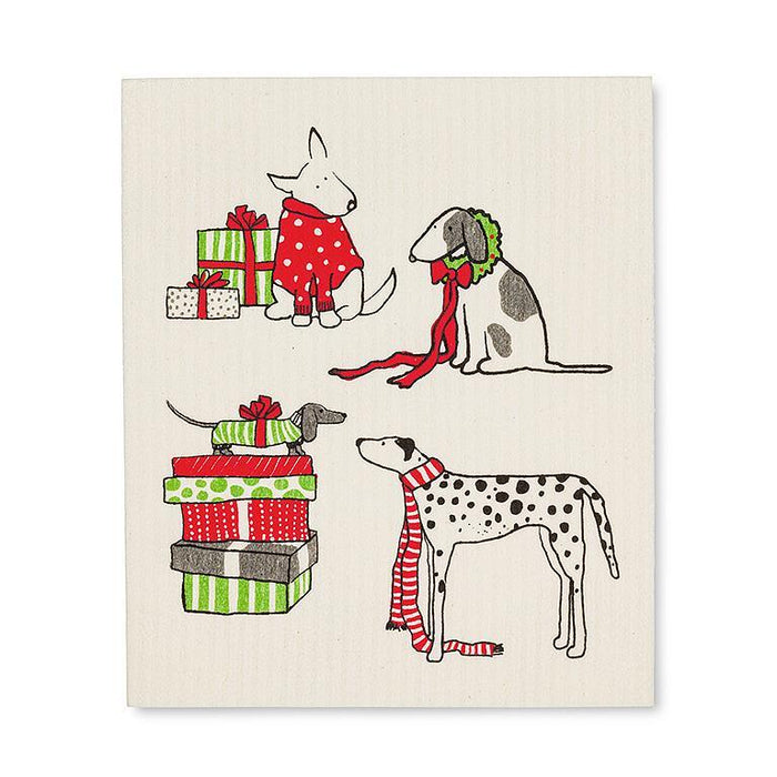 Abbott Set Of 2 Swedish Dishcloths Holiday Dogs - Bear Country Kitchen