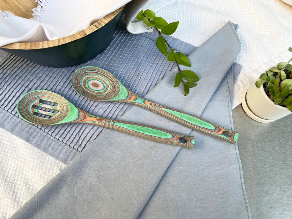 Island Bamboo Pakkawood Slotted Spoon Mint 30CM