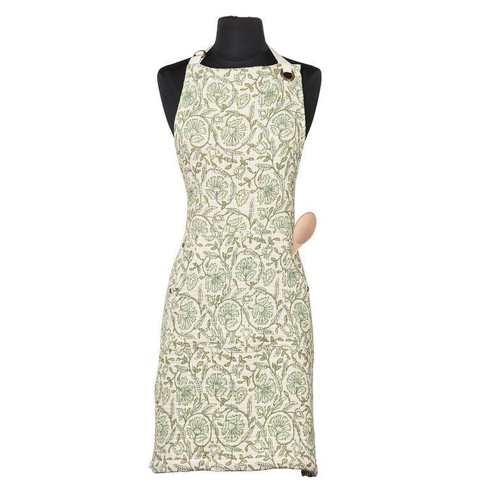 Abbott Apron Green Floral - Bear Country Kitchen