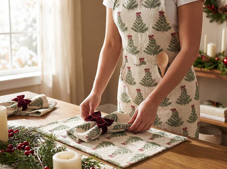 Abbott Cloth Napkins Christmas Tree with Ribbon