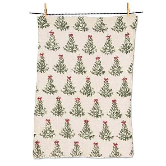 Abbott Waffle Kitchen Towel Christmas Tree with Bows