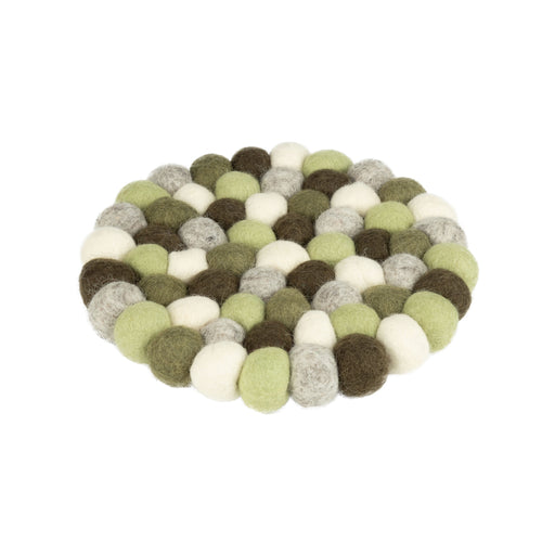 Silver Tree Felt Ball Trivet Green and Grey - Bear Country Kitchen