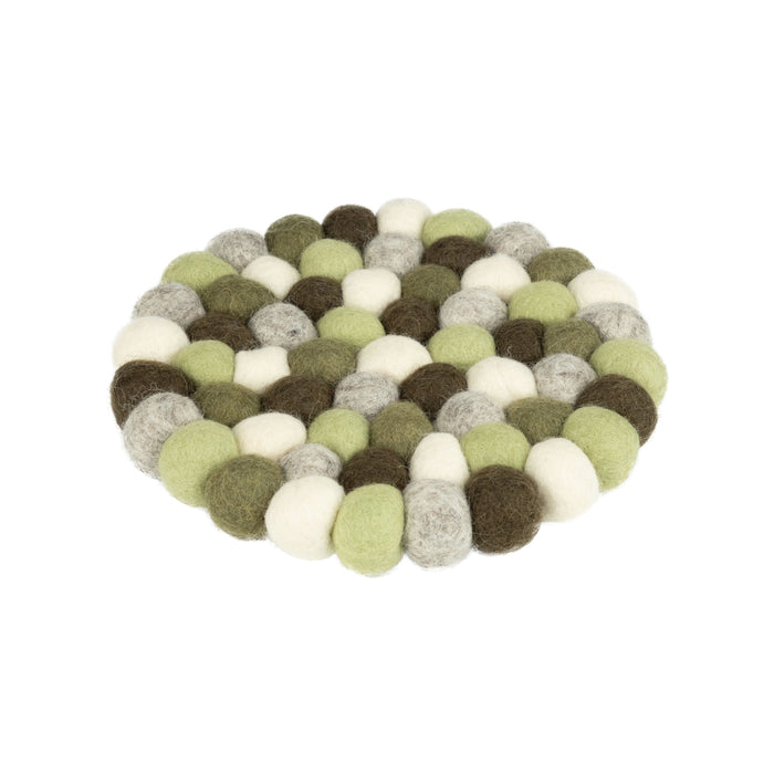 Silver Tree Felt Ball Trivet Green and Grey - Bear Country Kitchen