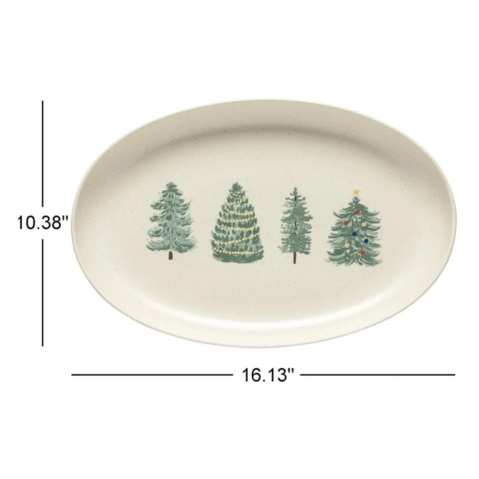 Casafina Pacifica Oval Platter Christmas Trees - Bear Country Kitchen