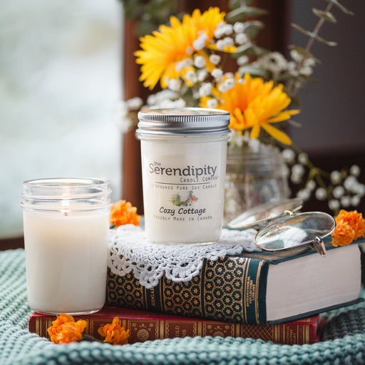 The Serendipity Soy Candle Company 8 Oz Mason Jar Candle Cozy Cottage - Bear Country Kitchen