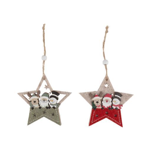 Silver Tree Ornament Felt Star With Reindeer, Santa & Snowman - Bear Country Kitchen