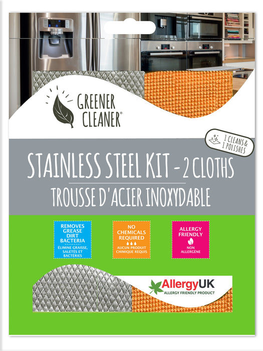 Greener Cleaner Stainless Steel Kit 2 Cloths - Bear Country Kitchen