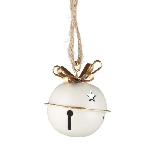 Silver Tree  Ornament Metal Jingle Bell White - Bear Country Kitchen