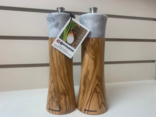Swissmar Torre Olive Wood With Marble Top Salt & Pepper Mill Set 20CM - Bear Country Kitchen