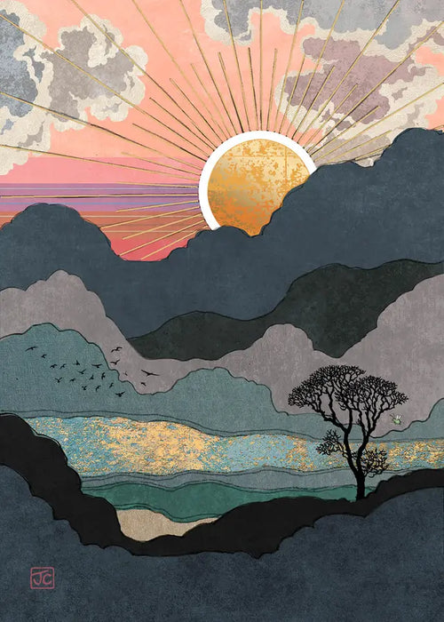 Bug Art Card Mountain Sunset - Bear Country Kitchen