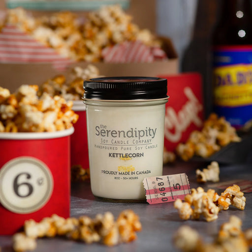 The Serendipity Soy Candle Company  Mason Jar Candle 8OZ Kettlecorn - Bear Country Kitchen
