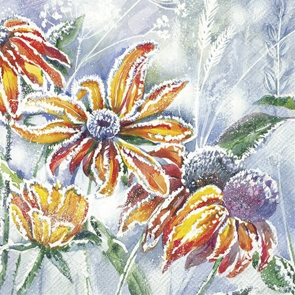 Ideal Home Range Luncheon Napkin Frosty Flowers
