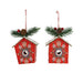 Silver Tree Ornament Painted Wood Bird House - Bear Country Kitchen
