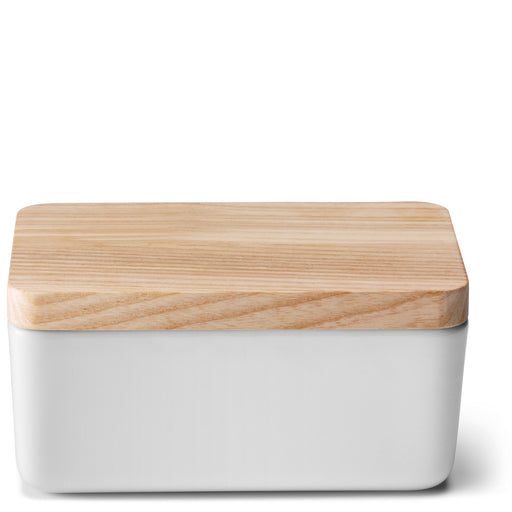 Collective Butter Dish with Ash Wood Lid - White - Bear Country Kitchen