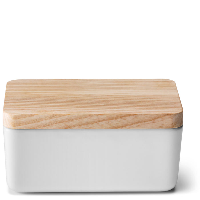 Collective Butter Dish with Ash Wood Lid - White - Bear Country Kitchen