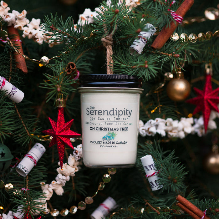 The Serendipity Soy Candle Company 8 Oz Mason Jar Candle Oh Christmas Tree - Bear Country Kitchen