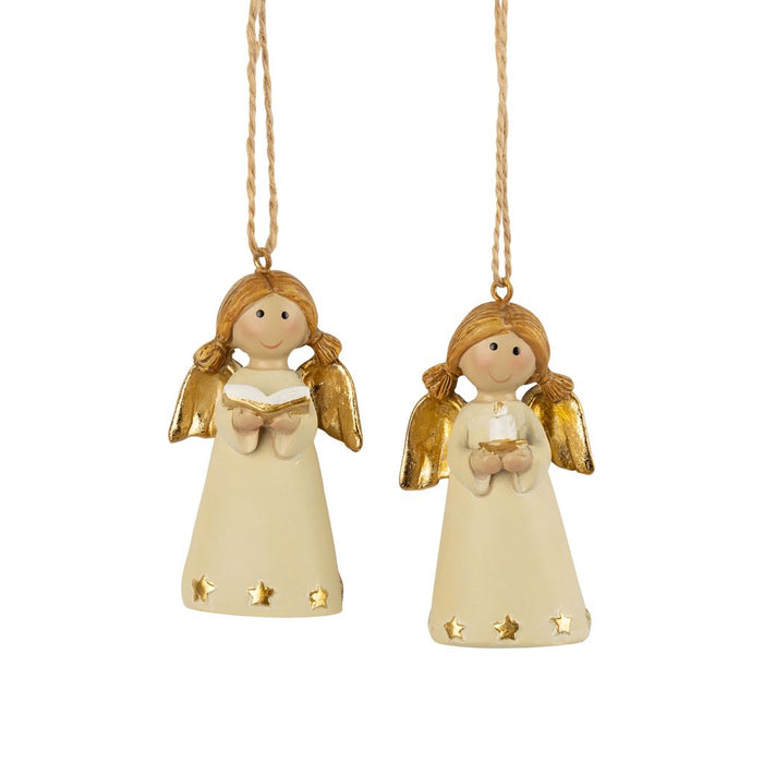 Silver Tree Ornament Resin Mini Angel Cream & Gold - Bear Country Kitchen