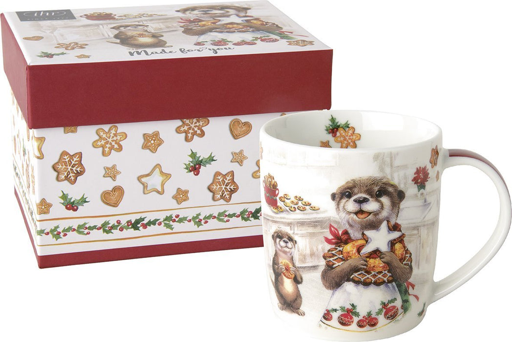 Ideal Home Range Porcelain Mug Otter Family Baked