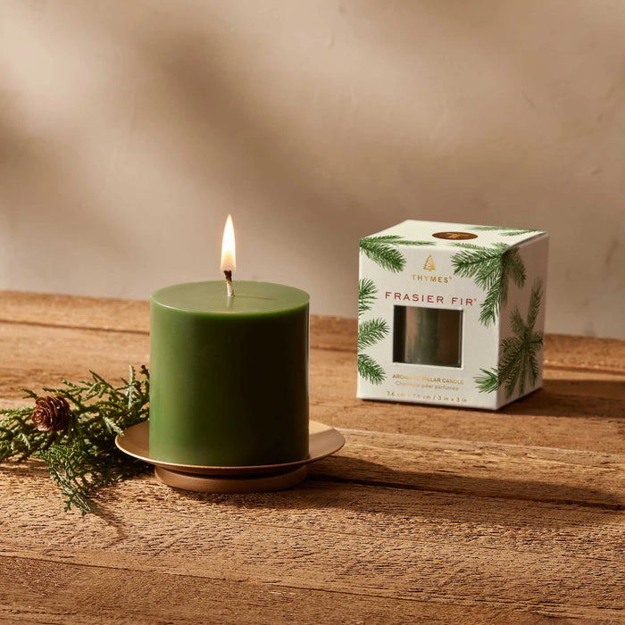 Thymes Frasier Fir Aromatic Pillar Candle 3" x 3" - Bear Country Kitchen