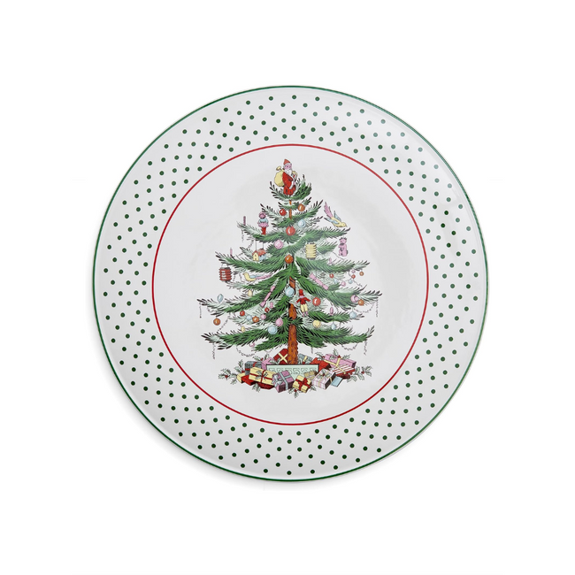 Spode Christmas Tree Polka Dot Cake Plate - Bear Country Kitchen