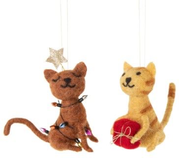 Silver Tree Ornament Felt Christmas Cat - Bear Country Kitchen