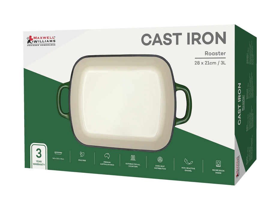 Maxwell Williams Cast Iron Roaster 3L Green - Bear Country Kitchen
