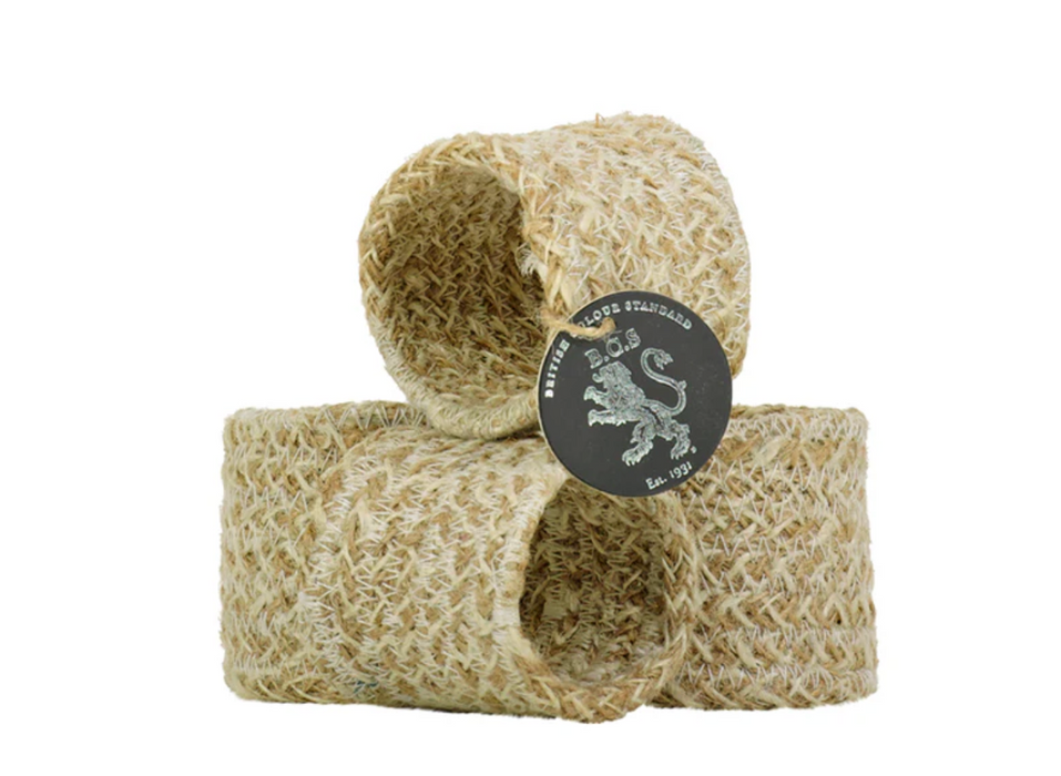 BCS Woven Jute Napkin Rings Set Of 4 Pearl White - Bear Country Kitchen