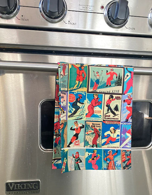 Sofs Design Tea Towel Vintage Women Skier - Bear Country Kitchen