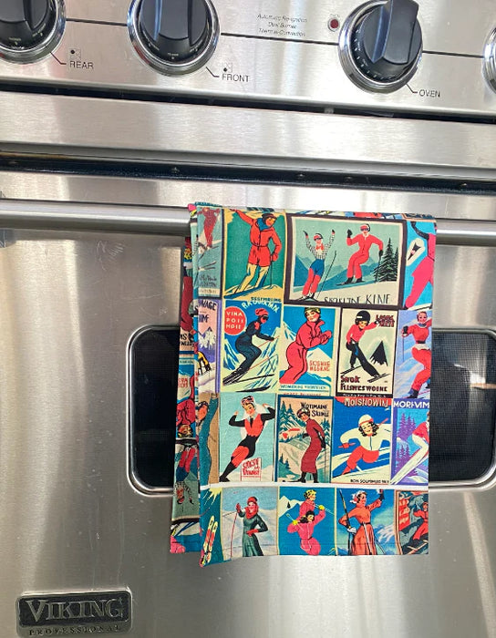 Sofs Design Tea Towel Vintage Women Skier - Bear Country Kitchen